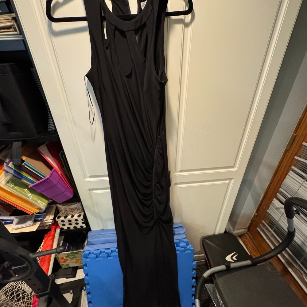 Cache Long Black Sleeveless Evening Gown-SIze Med Fitted